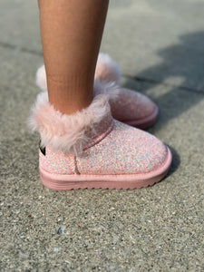 RTS: Vegan Leather Fuzzy Sparkle Boot-