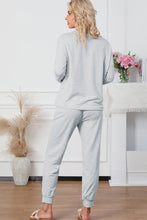 Load image into Gallery viewer, Round Neck Top and Drawstring Pants Lounge Set