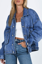 Load image into Gallery viewer, Collared Neck Button Up Denim Jacket