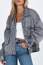 Load image into Gallery viewer, Collared Neck Button Up Denim Jacket