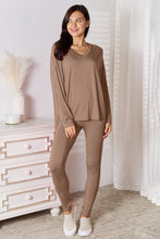 Load image into Gallery viewer, Basic Bae Full Size V-Neck Soft Rayon Long Sleeve Top and Pants Lounge Set