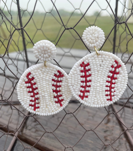 Baseball Seed Bead Earrings