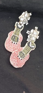 Nashville Guitar Seed Bead Earrings
