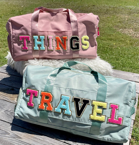 Chenille Letter Duffel Bags