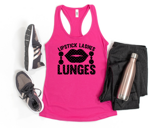 Lipstick Lashes and Lunges Racerback Tank - Graphic T (S-2x)