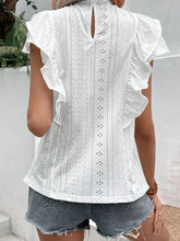 Load image into Gallery viewer, Eyelet Butterfly Sleeve Round Neck Blouse