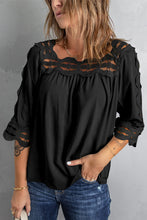 Load image into Gallery viewer, Crochet Openwork Three-Quarter Sleeve Blouse