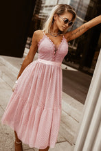 Load image into Gallery viewer, Lace Adjustable Spaghetti Strap Tiered Dress