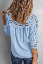 Load image into Gallery viewer, Crochet Openwork Three-Quarter Sleeve Blouse