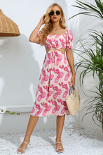 Load image into Gallery viewer, Floral Cutout Square Neck Puff Sleeve Dress