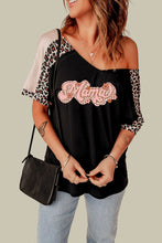 Load image into Gallery viewer, MAMA Graphic Leopard V-Neck Tee Shirt