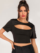 Load image into Gallery viewer, Cutout Grommet Detail Cropped Tee