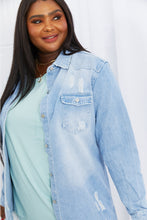 Load image into Gallery viewer, American Bazi Full Size Distressed Raw Hem Denim Jacket