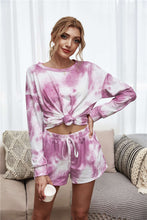 Load image into Gallery viewer, Tie-Dye Dropped Shoulder Top and Shorts Lounge Set