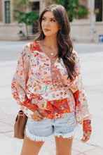 Load image into Gallery viewer, Floral Belted Surplice Blouse