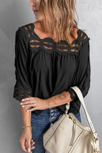 Load image into Gallery viewer, Crochet Openwork Three-Quarter Sleeve Blouse