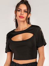 Load image into Gallery viewer, Cutout Grommet Detail Cropped Tee