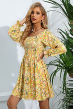Load image into Gallery viewer, Floral Smocked Square Neck Dress