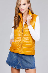 Mustard Quilted Puffer  Vest