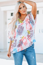 Load image into Gallery viewer, Mixed Print V-Neck Half Sleeve Top