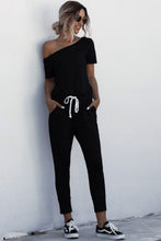 Load image into Gallery viewer, Asymmetrical Neck Tied Jumpsuit with Pockets