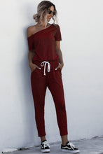Load image into Gallery viewer, Asymmetrical Neck Tied Jumpsuit with Pockets