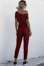 Load image into Gallery viewer, Asymmetrical Neck Tied Jumpsuit with Pockets