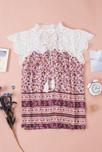 Load image into Gallery viewer, Floral Tassel Tie Eyelet Blouse